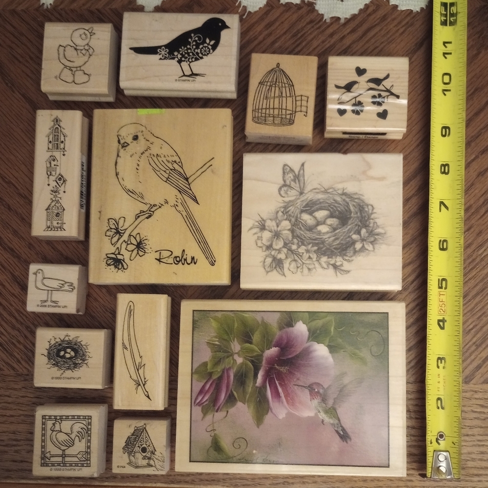 Bird themed Wooden rubber stamps
